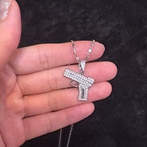 Silver Gun Pendant Necklace